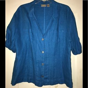 Beautiful Chico’s 💯% Linen top shirt blouse 2 L